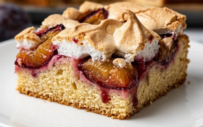 Polnischer Zwetschgen Kuchen vom Blech mit Baiser